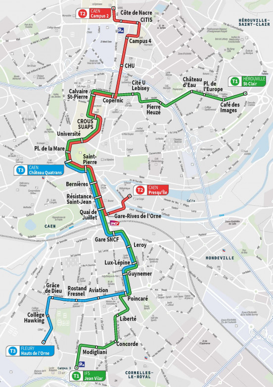 Plan de réseau tramway