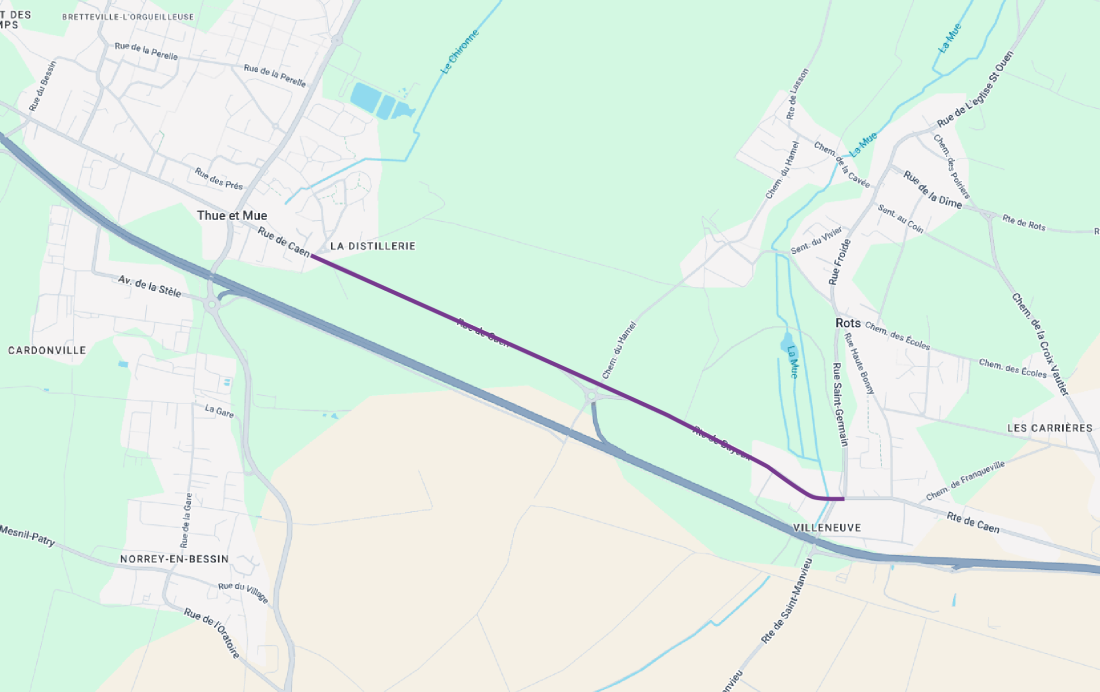 Aménagement cyclable entre Rots et Thue et Mue