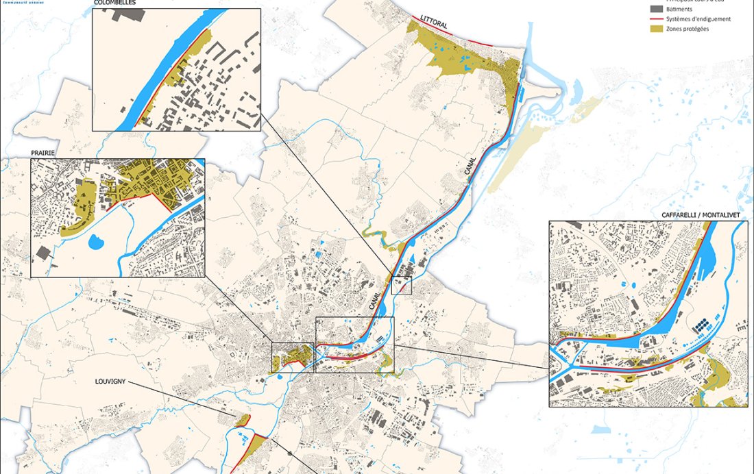 Carte des systèmes d'endiguement